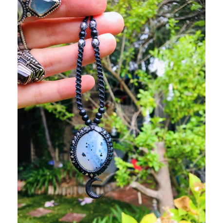 Dendrite Agate Macrame Necklace